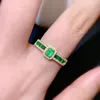 Wedding Rings S Simulation Natural Colombian Emerald Colorful Ring Women's Luxury Green Zircon Opening Adjustable Party Jewelry