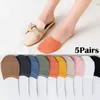 Sports Socks 5 Pairs Forefoot Woman Summer Candy Color Female Half Foot Toe Cover Heels Invisible Cotton Breathable