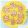 Bakvormen eid mubarak cookie mod 3d diy ramadan islamitische moslimstempel koekjes snijders reliëf fondant bakgereedschap drop levering dhksp