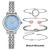 Montres-bracelets montre minimaliste pour femmes de luxe dames or Rose cadran en marbre montre-Bracelet à Quartz Bracelet ensemble Relogio Feminino