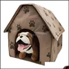 Dog Houses Kennels Accessories 47X49X49Cm Pet Cat Bed House Foldable Detachable Soft Feet Printed Dog Warm Support Wholesale 322 R Dhahe