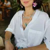 Gargantilla Bohemia para mujer, collar con cuentas de perlas de imitación multicapa de estilo étnico con cuentas, joyería informal para vacaciones en la playa