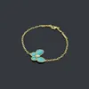 Bracelets de charme bijoux de créateur de luxe VC Bracelet en diamant complet 5 Clover Blue Agate Butterfly 18K Gold 925 Silver Original Emballage d'origine
