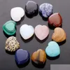 Encantos 30Mm Sin Agujero Corazón Granos Sueltos Piedras Naturales Encantos Curación Reiki Cristal de Cuarzo Rosa Cabina Para Diy Hacer Manualidades Decorar Judío Dhr6W