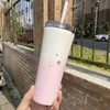 2021 Starbucks Gradient Sakura Mugs Pink White Stainless Steel Straw