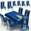 Housses de chaise 1x fête décoration de noël table ornements bleus clause de couverture de dîner