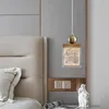 Pendant Lamps Nordic Luxury Resin Golden Chandelier Light Postmodern Simple Square Bedroom Bedside Lamp Restaurant Bar Villa LED