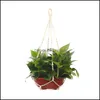 Planters potten bloem hangende mand vintage handgemaakte rame plant pot katoenen touw balkon balkon bloemen hanger decoratie plantenster drop del dhq83