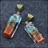 Pendentif Colliers Rétro 7 Chakra Pendentif Orgone Reiki Guérison Colorf Puce Pierre Naturelle Collier D'énergie Pendum Amet Orgonite Cristal Dh7Zp