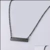 Pendant Necklaces High Quality Stainless Steel Blank Bar Necklaces 5 Colors Geometric Square Pendant Necklace Pendants Diy Customize Dhcdp