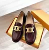 Loafers Shoes Flats Women's Flat Dress Shoe Factory Factorwear Classic Kate Polished Calfskin Leather Golden Chains Luxury Designers