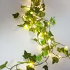 Strings Green Leaf Led String Light 4.5V Lvy Foglie di vite Ghirlanda di fiori Luci delle fate Batteria Power Party Decorazione del giardino Lampada 2m 10m