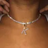 26 Brev Inledande hänge halsband Tenniskedjekoker för kvinnor uttalande bling crystal alfabet halsband krage smycken