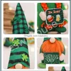 Favor favorita dos gnomos de festa de St Patricks Shamrock sem rosto Doll Green Clover Irish Plush Dolls Home Table Decoration Kids Toys Drop DHNXS