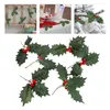 Decorative Flowers Christmas Berry Pine Artificial Stem Wreath Pick Red Leaftree Berries Floral Branches Leaves Needle Ornament Branch