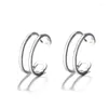 Backs Earrings VENTFILLE Silver Color Clip Earring For Women Men Girl Gift Three-line X Cross Double-layer Cool Jewelry 925 Stamp Dropship