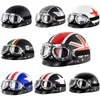 Casques De Cyclisme Vente Chaude Femmes Homme Vintage Moto Moto Vespa Casques Ouverts Scooter Demi Casques Visière Lunettes Nouveau T221107