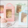 Cupcake Desserts Chocolats Cadeaux Boîte De Stockage Des Aliments Gâteaux Cookie Snack Conteneurs Simple Cupcakes Cas Avec Poignée Fenêtre Transparente 0 35 Dh1Dn