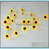 Fiori decorativi Ghirlande 10 Pz 7 Cm All'ingrosso Lagre Seta Girasole Testa di Fiore Artificiale Per Weddingdecoration Scrapbooking Acce Dhoui