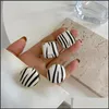 Stud Stud Fashion Black White Leather Striped Round Square Earrings Simple Smooth Irregar Geometric Small For Women Drop Delivery Jew Dhauq