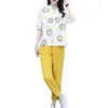 Kvinnors tr￤ningsdr￤kter Kvinnor Summer Fashion Two-Piece Set Pants Set Outfits Female Printed Tops Suits Casual 2 PCS Matching