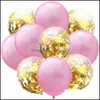 Andere feestelijke feestartikelen Wedding Party Balloon Set 12 inch 5 st. Latex Voeg 5 pc's Sequin Confetti Festival Birthday Ballonnen Dec Dhnjp toe