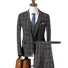 Men's Suits Blazers Men Business Formal Slim Fit Wedding Prom Male Boutique Plaid Design Groom Dress Jacket Pants Vest 3 Pieces Set 221111