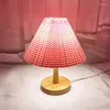 Table Lamps Korean Pleated For Living Room Bedroom Wooden Desk Lamp Bedside Nightstand Light Fixtures Study Reading Home Decor