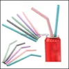 Pailles à boire Sile St Set Portable de qualité alimentaire avec brosse de nettoyage Réutilisable Lait Jus Bubble Tea Boire Sts Drop Delivery Accueil G Dhpro