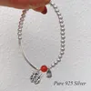 Bracelets porte-bonheur pur S925 Silvering Bracelet amulette chanceux pour femme perle rouge zodiaque taureau FU pendentif corde élastique bijoux cadeau main chaîne