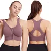 Yoga Outfit Fermeture à glissière avant Soutien-gorge de sport sans couture pour femmes Respirant Haut d'entraînement confortable sans anneau en acier Gym