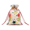 Bolsas de Organa de Drawstring de Navidad bolsas de regalos Bouches de joyería para pequeñas empresas Pulseras de dulces Suministros de regalos