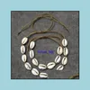 Brincos colar de casca natural contas de pulseira de corda Jóias de jóias de moda para mulheres ligas de zinco feitas à mão Bracelets nec dhcwy