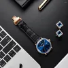 Wristwatches Reef Tiger/RT 2022 Men Automatic Watch Leather Strap Blue Dial Rose Gold Casual Business Mechanical Watches