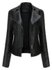 Women's Leather Faux Pu Jacket Women Autumn Winter Long Sleeve Slim Fashion Motorcycle Black Coats Outerwear 221111
