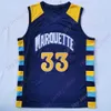 Marquette Golden Basketball Jersey NCAA Howard Butler Wade Justin Lewis Darryl Morsell Tyler Kolek Kameron Jones Kur Kuath