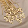 Pendant Necklaces Hollow Initial Letter Heart Necklace For Women Stainless Steel Gold Color Love Anniversary Jewelry Gift