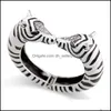 Bangle Bangle Unique Design Statement Chunky Big Size Vintage Bracelet Zebra Antique Sier Plated With Enamel For Womengle Drop Deliv Dhbcg