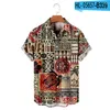 Camisas casuais masculinas estampa de padrão tribal para homem rua harajuku praia skate de mangas curtas Camisa masculina