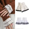 Knee Pads Chiffon Detachable Sleeve Fake Cuffs Female Lace Pleated Ruffles False Wristband Elastic Flare White Black Sleeves