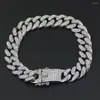 Link Bracelets Hip Hop Mens Bracelet Iced Out Gold Filled Full Rhinestone Paved Classic Wrist Chain 21cm