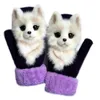 Five Fingers Gloves Winter Gloves for Teenager Women Christmas 22cm Knitting Mitten Animal Design Fur Inside Kids Warm Clothing 221111