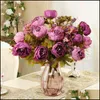 Ghirlande di fiori decorativi 13 teste/bouquet peonia artificiale decorativa festa fiori finti di seta peonie per la casa El Decor fai da te Wedd Dhe3T