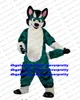 Blue Long Fur Furry Fox Mascot Costume Husky Dog Wolf Fursuit Vuxen Tecknad karaktärdräkt Grupp Foto Carnival Fiesta Zz7568