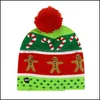 Imprezy Hats LED LED HAT HAT Zimowa ciepła czapka Sweter Krzyny Nowy Rok Świąteczny Święto Błyskawiczne szydełkowe Kapelusze Krople Drop dostawa hom dh7gp