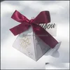 Emballage cadeau Coffret cadeau Triangar Pyramide Faveurs et cadeaux Bonbons pour les invités Décoration de mariage 50Pcs / Lot 647 R2 Drop Delivery Home Garden Dhc5G