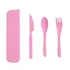 Dinnerware Sets 3pcs/set Eco-friendly Portable Cutlery Set Wheat Straw Knife Fork Spoon Student Kitchen Tableware