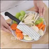 Fruit Vegetable Tools Stainless Steel Potato Chip Slicer Dough Vegetable Fruit Tools Crinkle Wavy French Fry Cutter Chopper Drop D Dhlyj