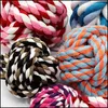 Giocattoli per cani Mastica Colorf Pet Cotone Masticare Nodo Corda Palla 5Cm 7Cm 8Cm Giocattoli per cani Giocattolo intrecciato a forma durevole interattivo 5351 Q2 Drop Deli Dh7Ro