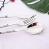 Dinnerware Sets 4/16Pcs Stainless Steel Marbling Pattern Flatware Cutlery Knife Spoon Fork Tea Kitchen Household Tableware